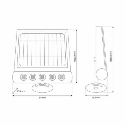 Настінна LED лампа на сонячній батареї з датчиком LED/8W/3,7V 4000 mAh 4000K IP65