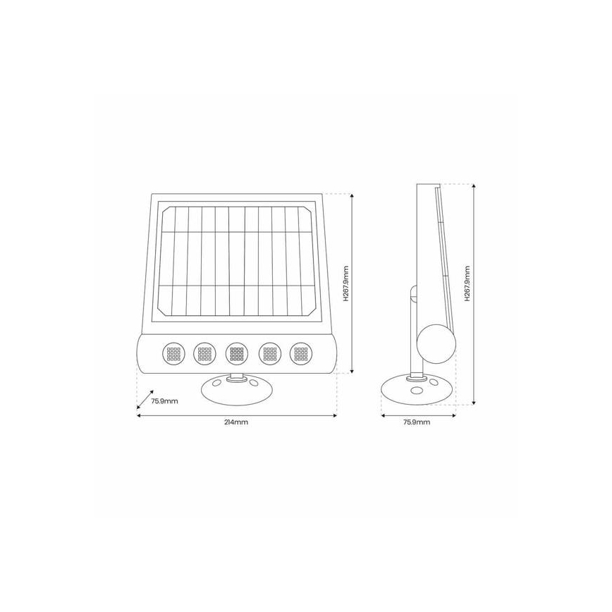 Настінна LED лампа на сонячній батареї з датчиком LED/8W/3,7V 4000 mAh 4000K IP65