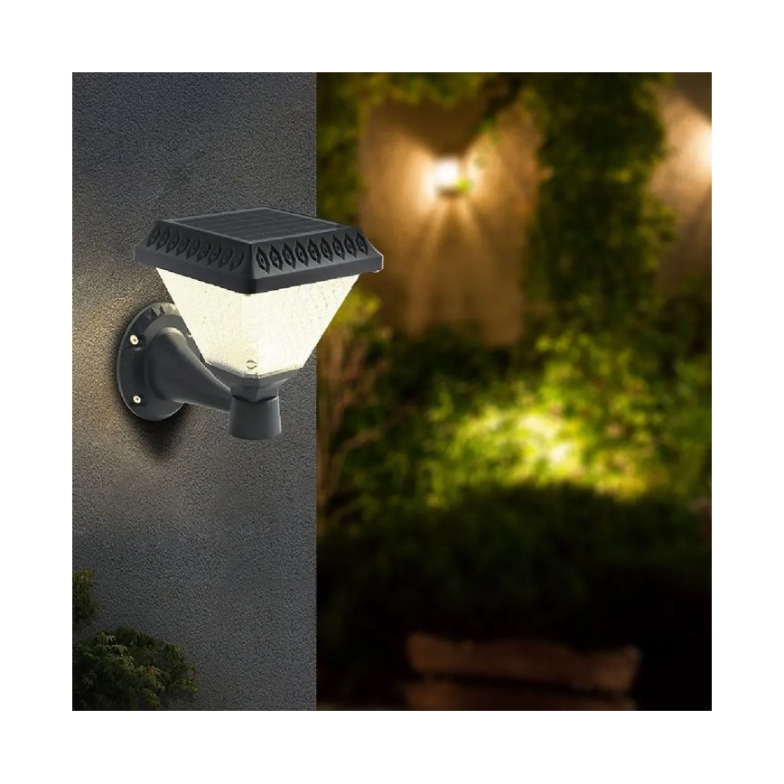 Настінна LED лампа на сонячній батареї з регулюванням яскравості LED/0,8W/5,5V 3000/4000/6400K IP44  + дистанційне керування