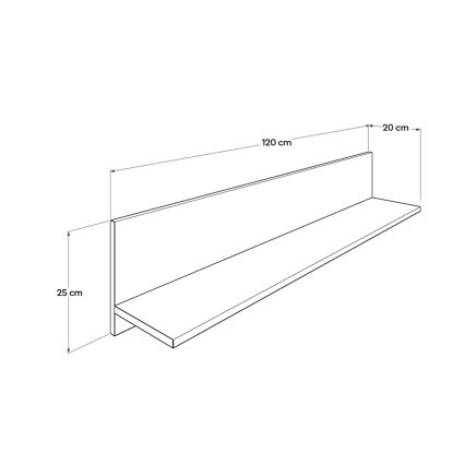 Настінна полиця 25x120 см коричневий