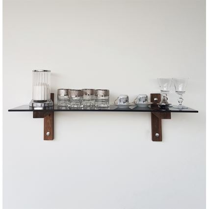 Настінна полиця 85x25 см, сосна/чорна