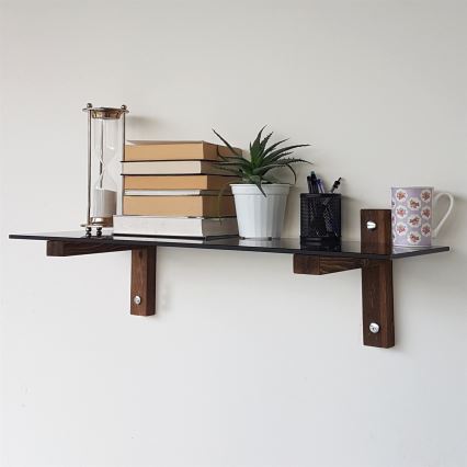 Настінна полиця 85x25 см, сосна/чорна