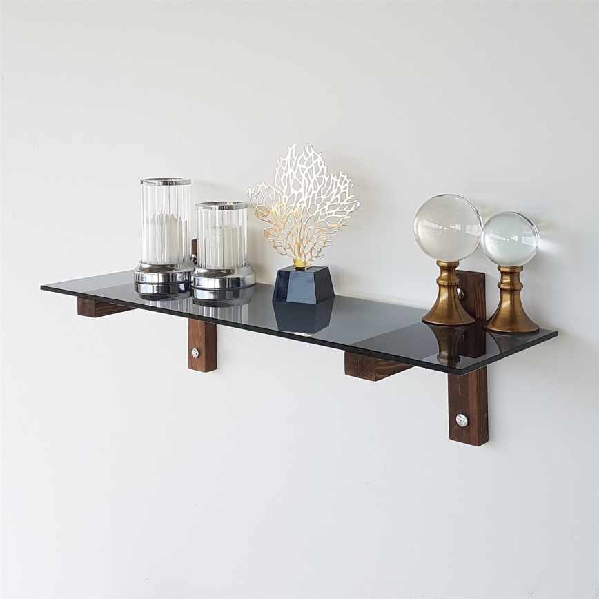 Настінна полиця 85x25 см, сосна/чорна