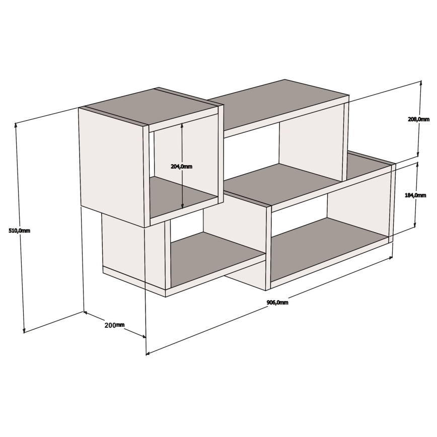 Настінна полиця AFRO 51x90,6 см білий/чорний