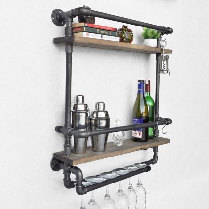 Настінна полиця BORU 67x60 см коричневий/чорний