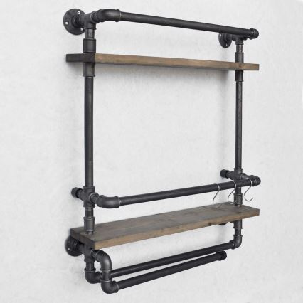 Настінна полиця BORU 67x60 см коричневий/чорний