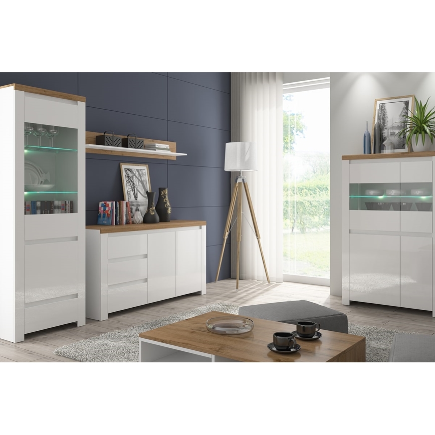 Настінна полиця DAMINO 21x100 см дуб вотан/білий