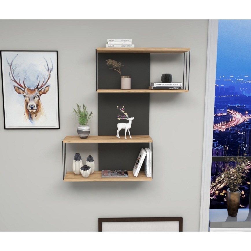 Настінна полиця DESTAN 96x65 см антрацитова/коричнева