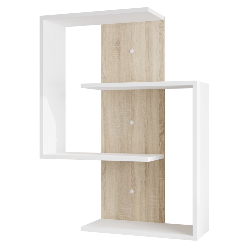 Настінна полиця MORIKO 85x65 см білий/дуб сонома