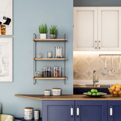 Настінна полиця PULALIS 66x40 см коричневий/чорний