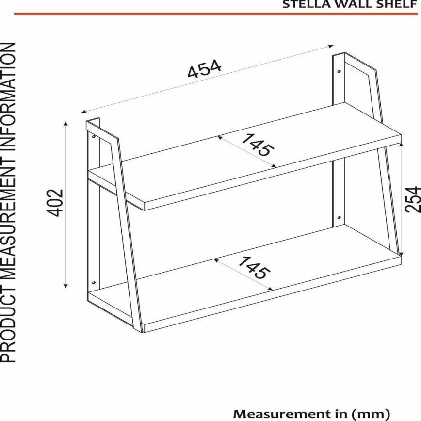 Настінна полиця STELLA 40,2x45,4 см коричневий/чорний