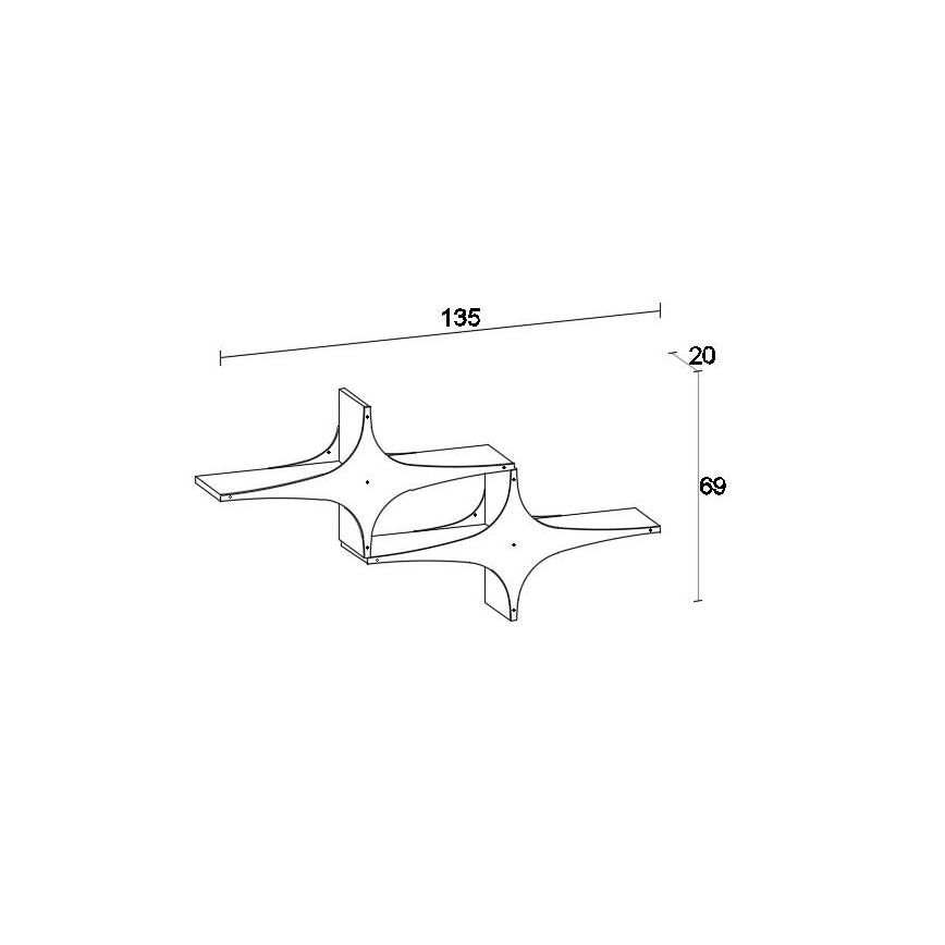 Настінна полиця SUSEN 69x135 см білий/чорний