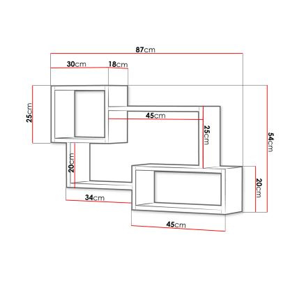 Настінна полиця TRIO 54x87 см дуб сонома/білий