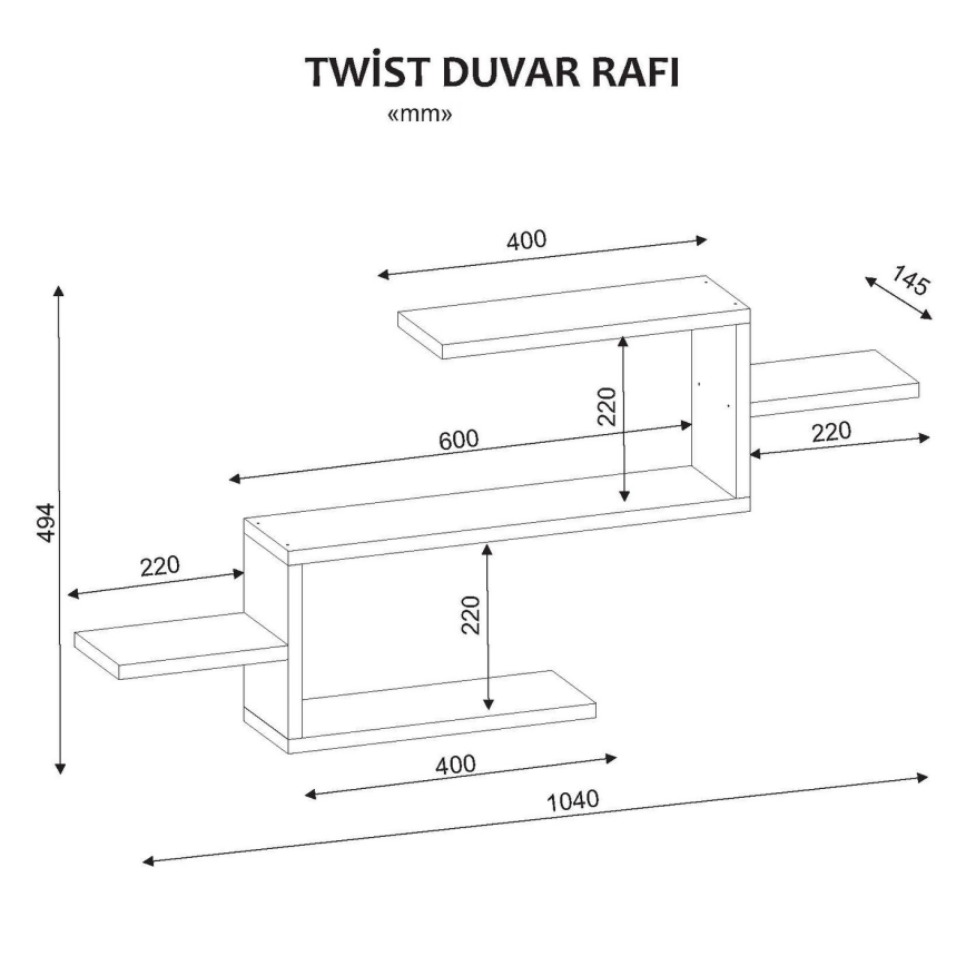 Настінна полиця TWIST 49,4x104 см білий