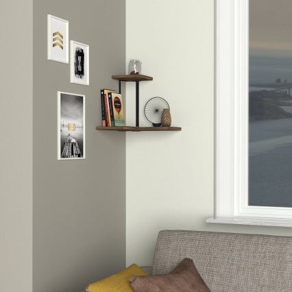 Настінна полиця кутова AGORA 33,8x38,5 см коричневий