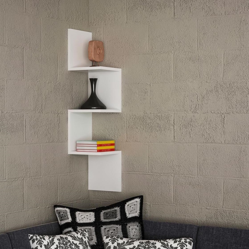 Настінна полиця кутова CORNER 105,4x25 см білий