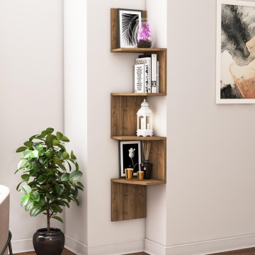 Настінна полиця кутова DESALDO 155,2x29,6 см коричневий