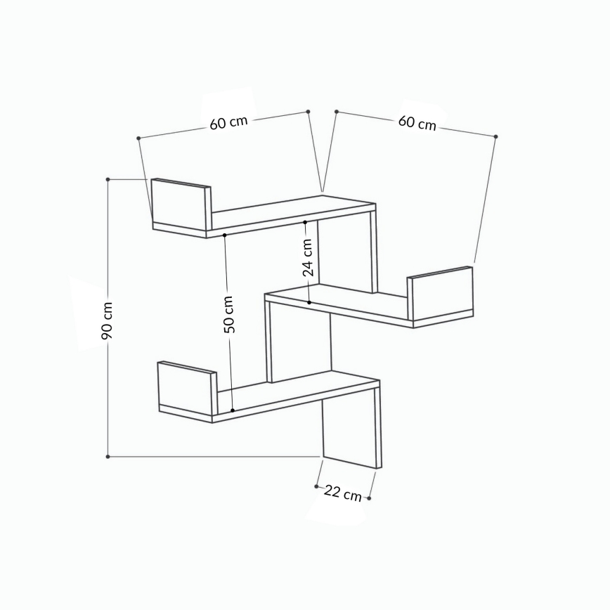 Настінна полиця кутова LUKSA 90x60 см білий