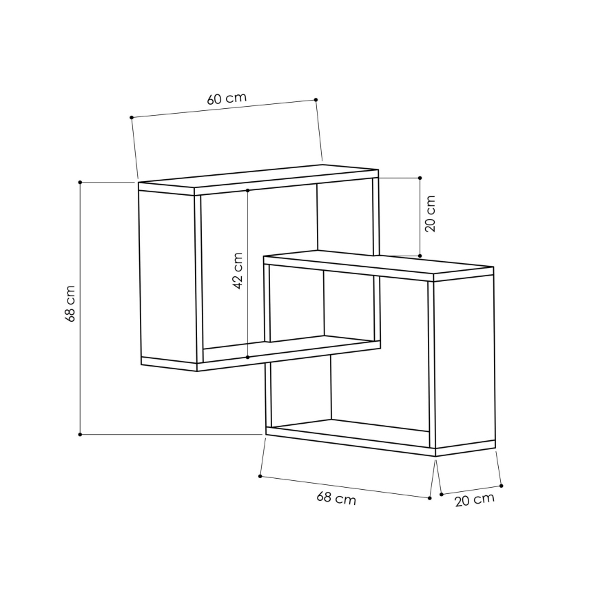 Настінна полиця кутова RING 68x68 см білий