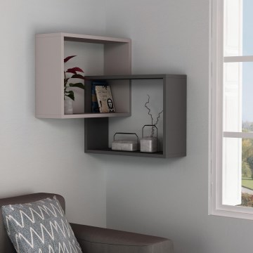 Настінна полиця кутова RING 68x68 см сірий/антрацит