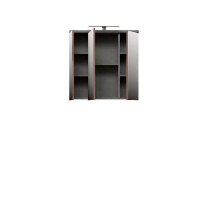 Настінна шафа для ванної з дзеркалом VENOM — антрацит/коричневий