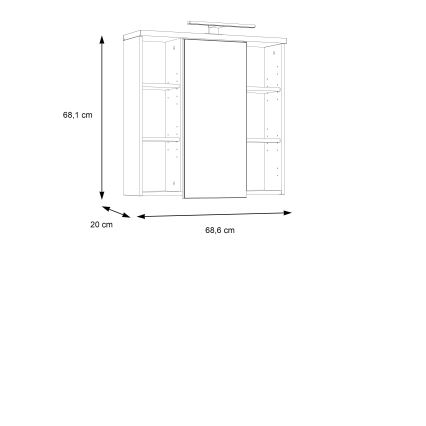 Настінна шафка для ванної кімнати з дзеркалом VENOM антрацит/коричнева