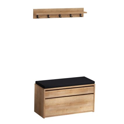 Настінна вішалка BOBY 15x80 см + тумба для взуття 42x80 см коричневий/чорний