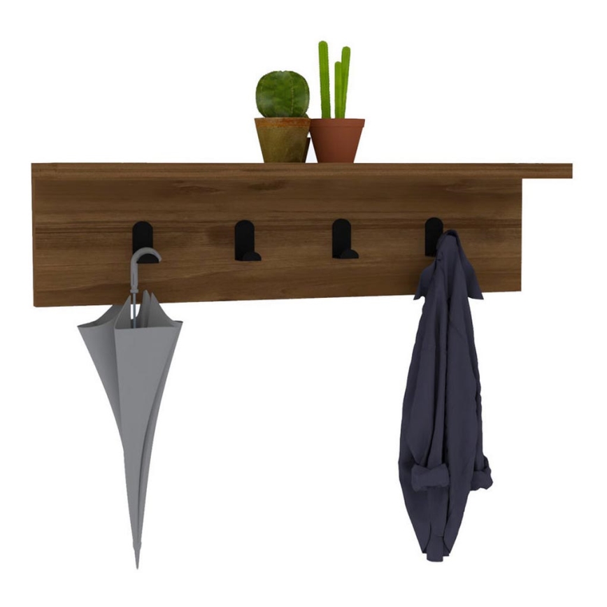 Настінна вішалка з полицею AYLA 14,5x60 см коричневий