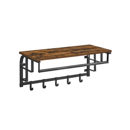 Настінна вішалка з полицею NATE коричнева/чорна