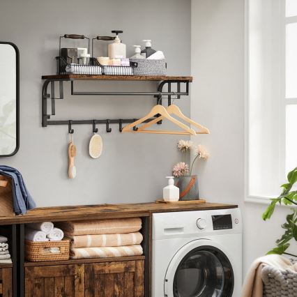 Настінна вішалка з полицею NATE коричнева/чорна