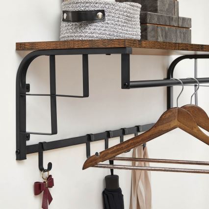 Настінна вішалка з полицею NATE коричнева/чорна