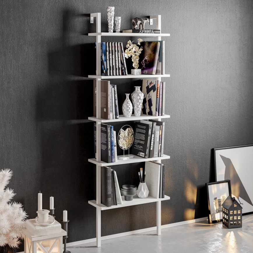 Настінна книжкова шафка PIANTE 174x60 см білий