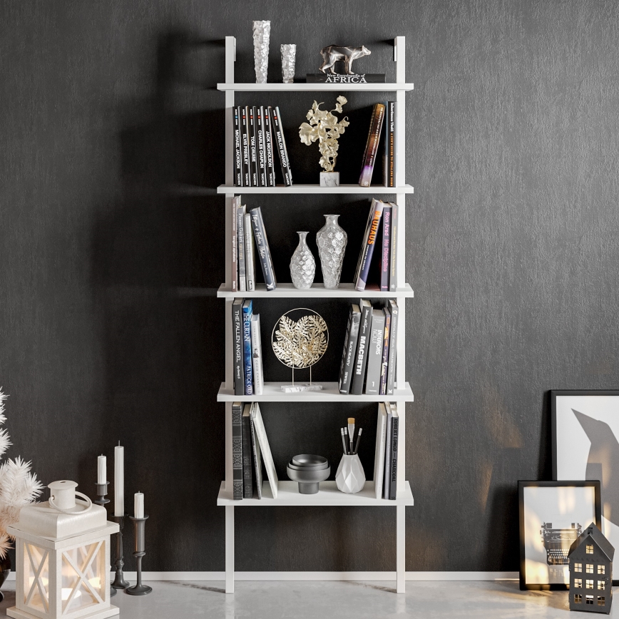 Настінна книжкова шафка PIANTE 174x60 см білий