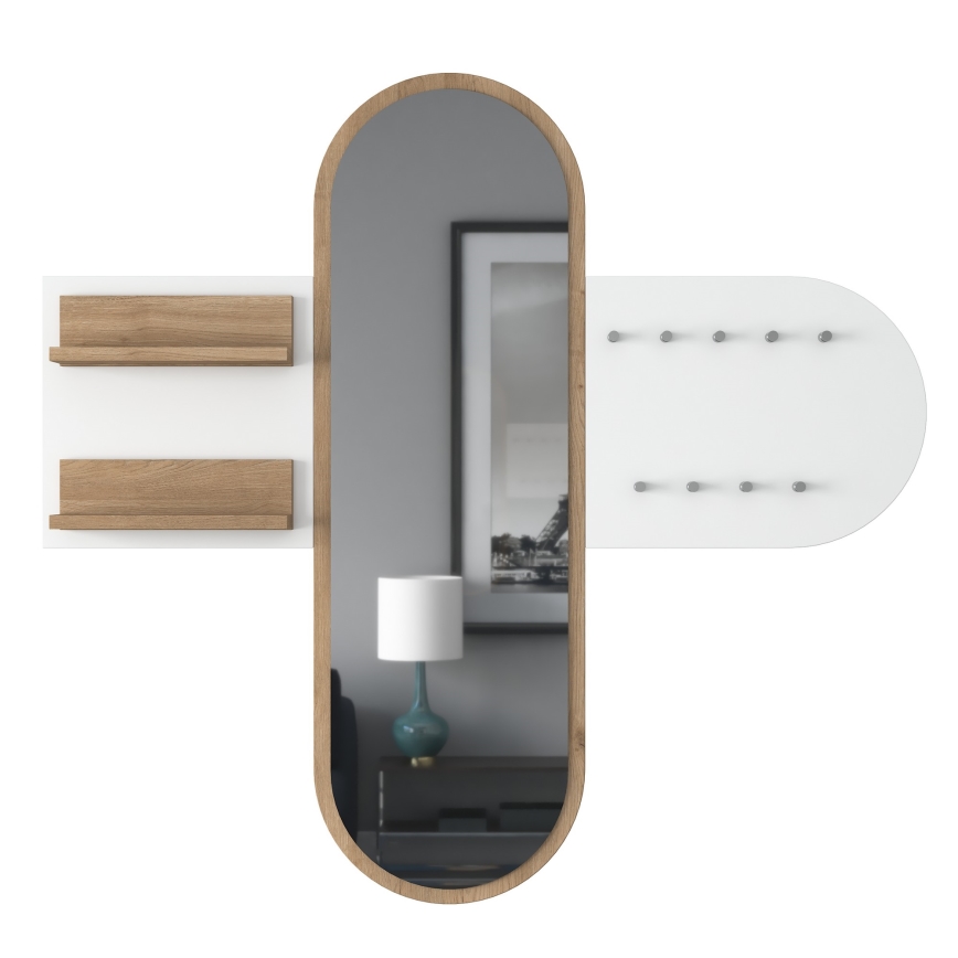 Настінне дзеркало RANI 125x120 см біле/коричневе