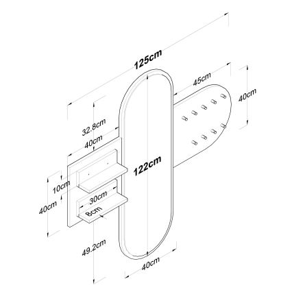 Настінне дзеркало RANI 125x120 см біле/коричневе
