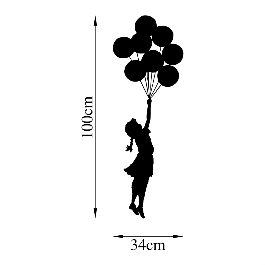 Настінний декор 100x34 см дівчинка метал