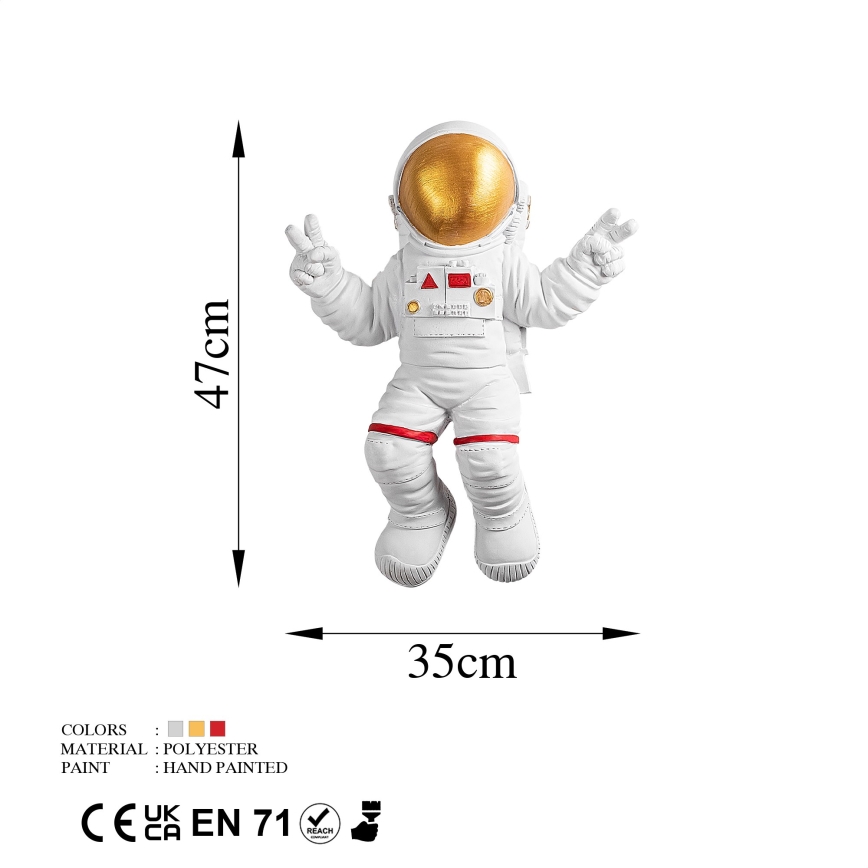 Настінний декор 47x35 см космонавт золотий