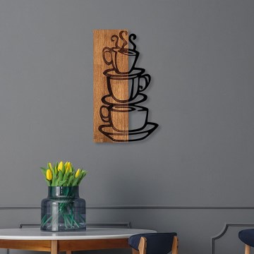 Настінний декор 58x34 см чашки дерево/метал