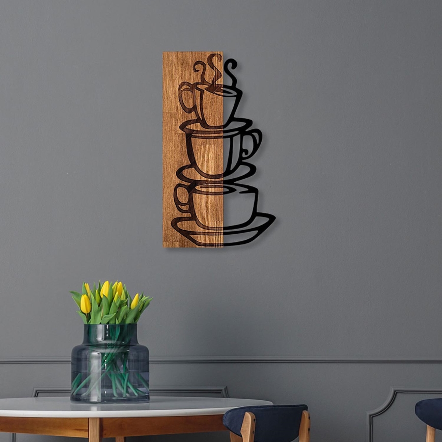 Настінний декор 58x34 см чашки дерево/метал