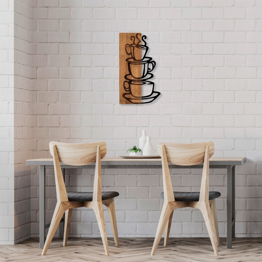 Настінний декор 58x34 см чашки дерево/метал