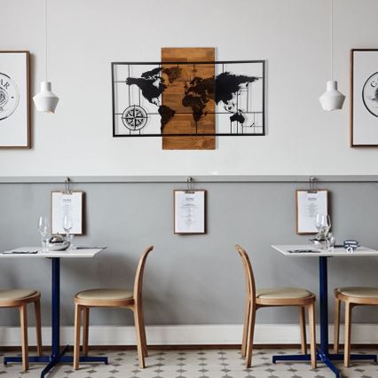 Настінний декор 58x85 см карта дерево/метал