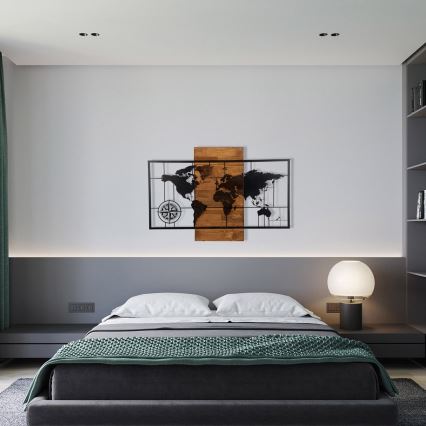 Настінний декор 58x85 см карта дерево/метал