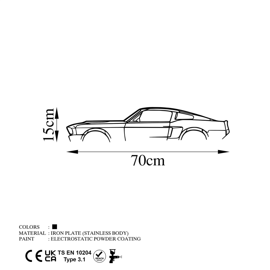 Настінний декор 70x15 см автомобіль метал