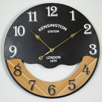 Настінний годинник 1xAA діаметр 60 см чорний/бежевий