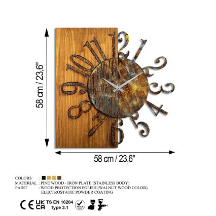 Настінний годинник 58x58 см 1xAA дерево/метал