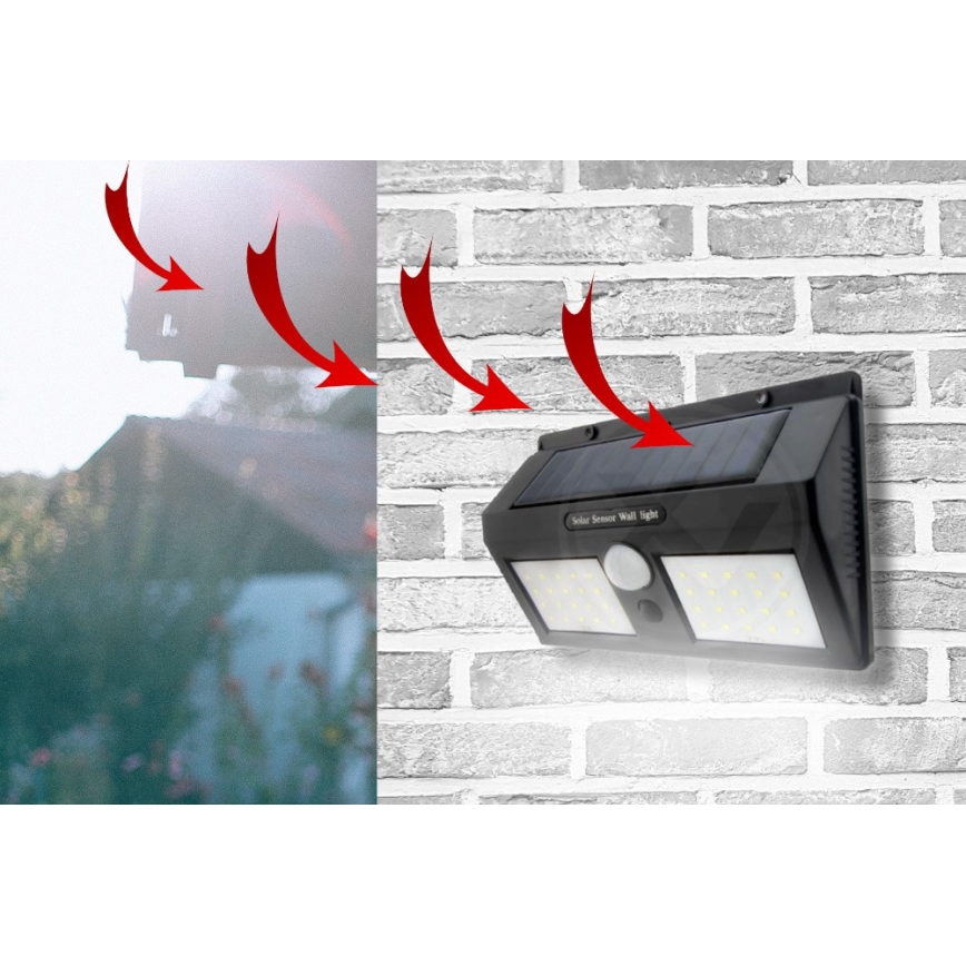 Настінний LED світильник на сонячній батареї з датчиком LED/1,2W/3,7V IP54