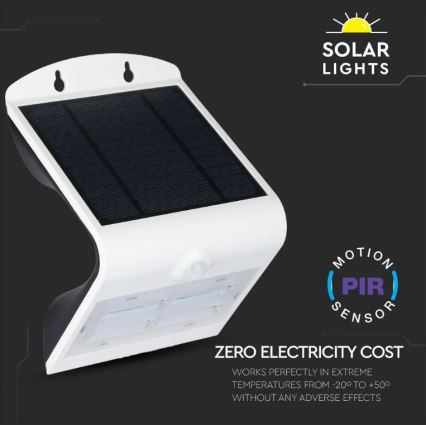 Настінний LED світильник на сонячній батареї з датчиком LED/3W/3,7V 3000/4000K IP65 білий