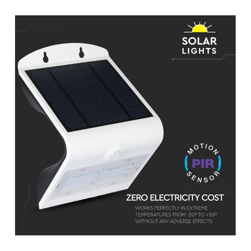 Настінний LED світильник на сонячній батареї з датчиком LED/3W/3,7V 3000/4000K IP65 білий