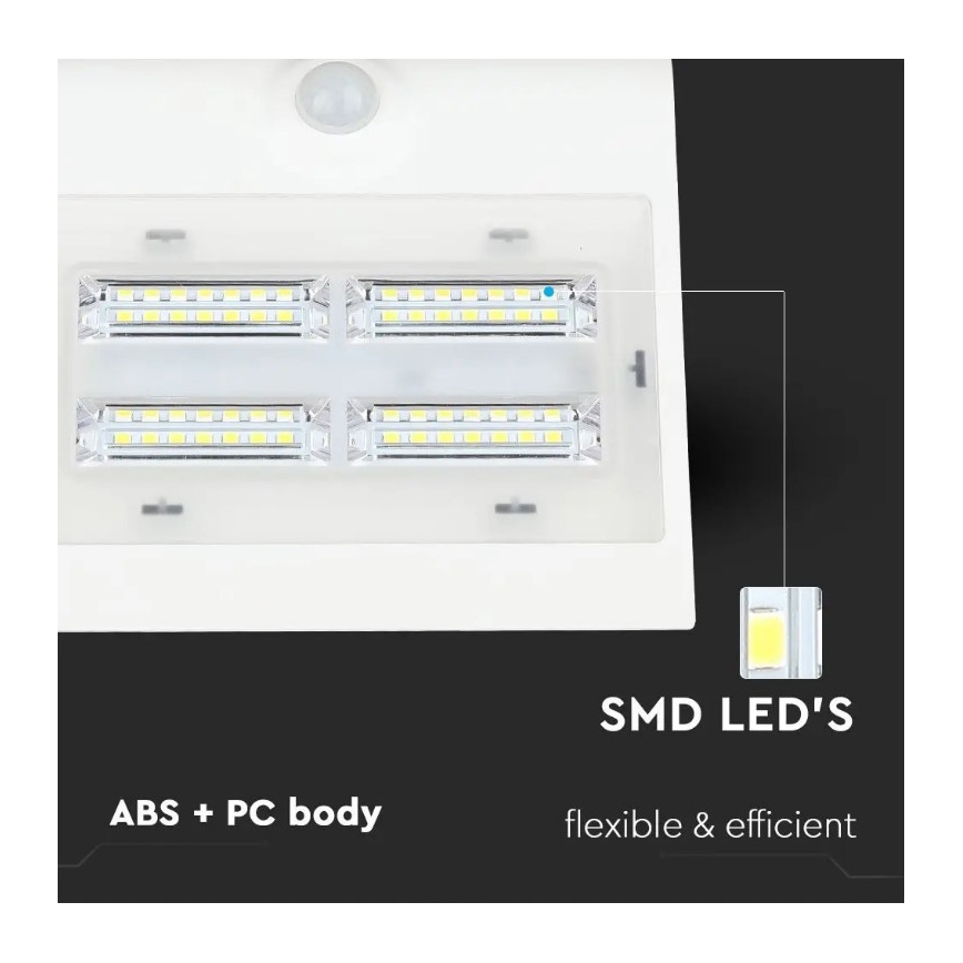 Настінний LED світильник на сонячній батареї з датчиком LED/3W/3,7V 3000/4000K IP65 білий