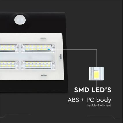 Настінний LED світильник на сонячній батареї з датчиком LED/3W/3,7V 3000/4000K IP65 чорний